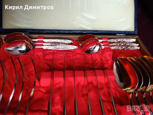 позлатени прибори за хранене – комплект, снимка 4 - Прибори за хранене, готвене и сервиране - 48268695