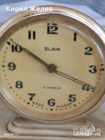 Стар механичен будилник СЛАВА СССР рядък от соца за КОЛЕКЦИЯ ДЕКОРАЦИЯ 7515, снимка 7 - Антикварни и старинни предмети - 51952532