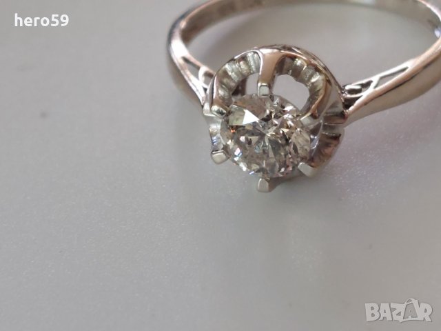 Златен 750 проба дамски пръстен с брилянт 0.9 карата диамант, снимка 8 - Пръстени - 35474173