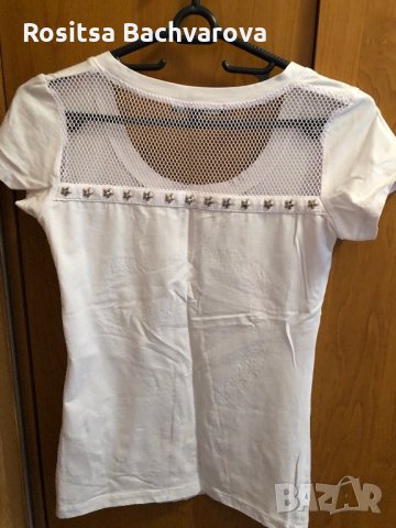 Бяла памучна тениска, S размер, снимка 5 - Тениски - 28618492