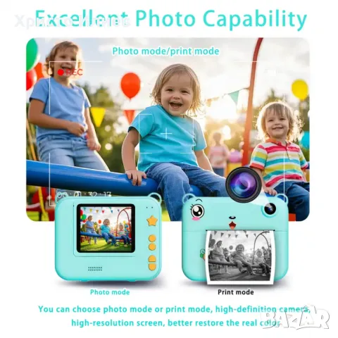 Детска Камера с Функция за Печат и дисплей за моментни снимки, снимка 3 - Фотоапарати - 50441393