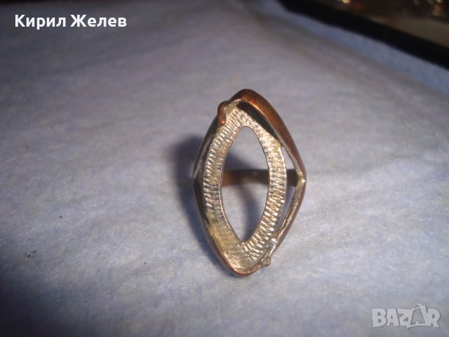 СТАР РЕТРО СТИЛ МЕДЕН НИКЕЛИРАН АРТ ПРЪСТЕН с ГНЕЗДО за ВГРАЖДАНЕ на КАМЪК КРИСТАЛ 22226, снимка 6 - Антикварни и старинни предмети - 37419721