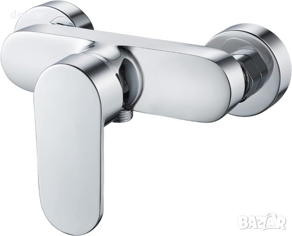 Solepearl Хромиран стенен душ смесител с месингов ръчен душ кран, изход G1/2"