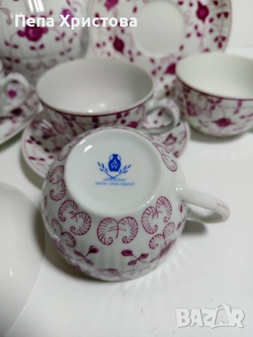 Сервиз за чай от фин порцелан August Warnecke, снимка 8 - Сервизи - 52655241