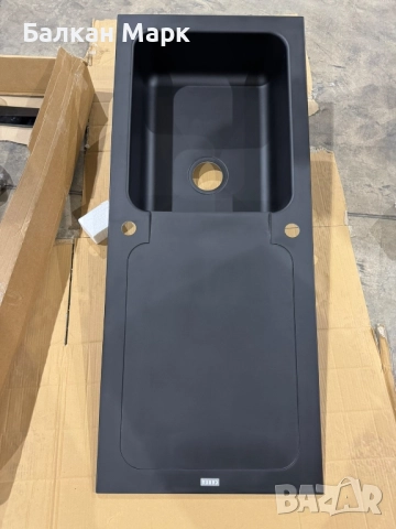 Мивка CAREA Botia – минерален композит, черна, нова с комплект, снимка 2 - Мивки - 52368407