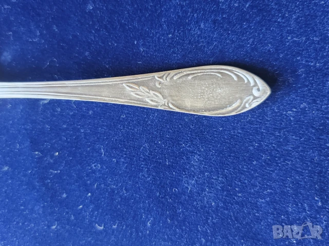 лъжички за кафе от мелхиор, посребрени, дълж. 12,2 см, изящни, к-т от 6 броя, СССР, снимка 2 - Прибори за хранене, готвене и сервиране - 50594724