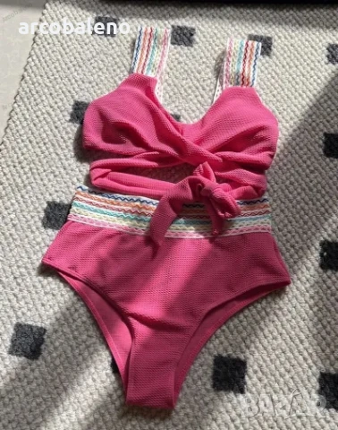 Дамски бански костюм от серията Rainbow Ribbon с висока талия от две части, 5цвята , снимка 7 - Бански костюми - 50627287