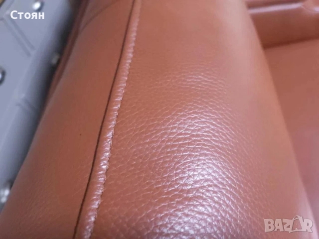 Кафяв кожен диван голяма двойка с електрически релаксиращ механизъм, снимка 11 - Дивани и мека мебел - 52825846