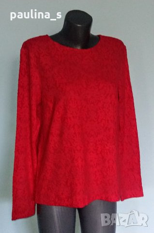 Еластична блуза от червена дантела / голям размер , снимка 1 - Блузи с дълъг ръкав и пуловери - 26744245