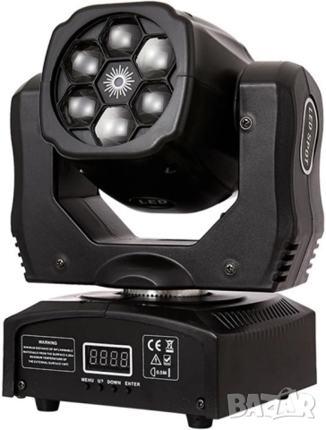 Преносими LED сценични светлини с движеща се глава и управление (6x12W + лазер), снимка 2 - Друга електроника - 52137266