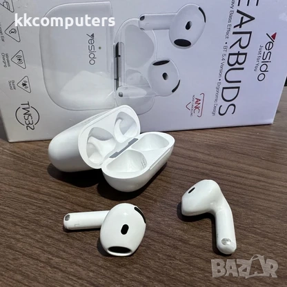 Bluetooth Handsfree Wireless Слушалки Yesido TWS32 + ANC /Бял/ Баркод : 2404193