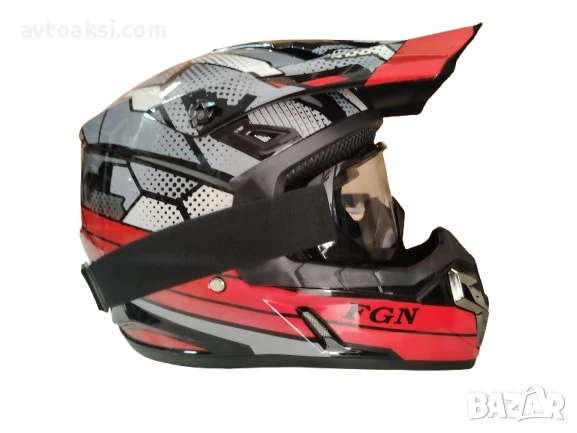 Каска Крос Мотор/Скутер/Бъги/Вело/АТВ с очила, снимка 5 - Аксесоари и консумативи - 50603693