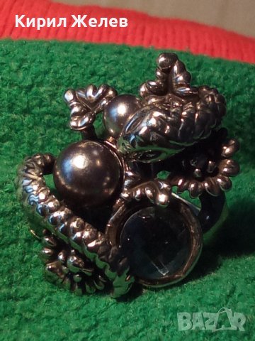 НЕО-ГОТИЧЕСКИ ФИГУРАЛЕН ЗМИЕВИДЕН КРИСТАЛЕН ПЕРЛЕН ПОСРЕБРЕН ПРЪСТЕН 26454, снимка 17 - Пръстени - 36421748