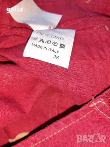 Тъмночервен ленен панталон , снимка 7 - Панталони - 51129858