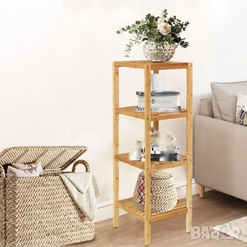 Стойка за цветя 4 нива Бамбуков рафт Поставка Здрава библиотека, снимка 3 - Етажерки - 49578512