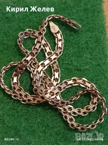 Сребърен ланец плетка тип КУБИНСКА ПЛЕТКА майсторска ръчна изработка Italy 40077, снимка 7 - Колиета, медальони, синджири - 52917553