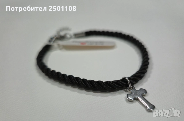 Мъжка гривна със стоманено кръстче, снимка 3 - Гривни - 51618647