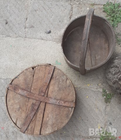 много Стара дървена крина с дръжка, дървена мярка за обем, съд, снимка 11 - Антикварни и старинни предмети - 30159222