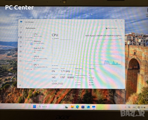 Геймърски лаптоп ACER Nitro 5, AMD Ryzen 5 5600H, RTX 3060, 16GB ram, снимка 3 - Лаптопи за игри - 52909719