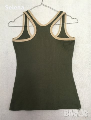 нов памучен топ в петролнозелено, снимка 2 - Потници - 40527137