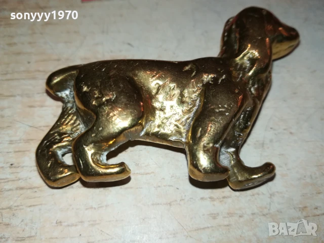 ЗАЯВЕНО-КУЧЕ-МЕД/МЕСИНГ 7х5х2см-МАСИВНА ФИГУРА ОТ АНГЛИЯ 1907252017, снимка 7 - Антикварни и старинни предмети - 51076091