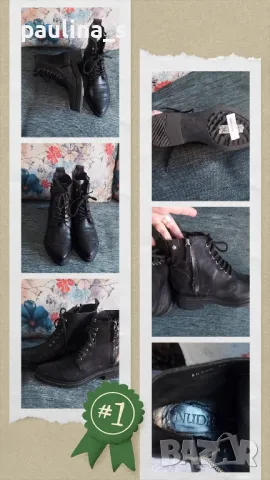 "NUDE" leather boots / Байкър форт дамски боти от естествена кожа 