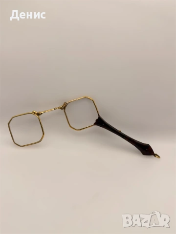 Сгъваеми очила (лорнет) – костенурка, 14K позлата, рядка квадратна форма, снимка 3 - Слънчеви и диоптрични очила - 53214911