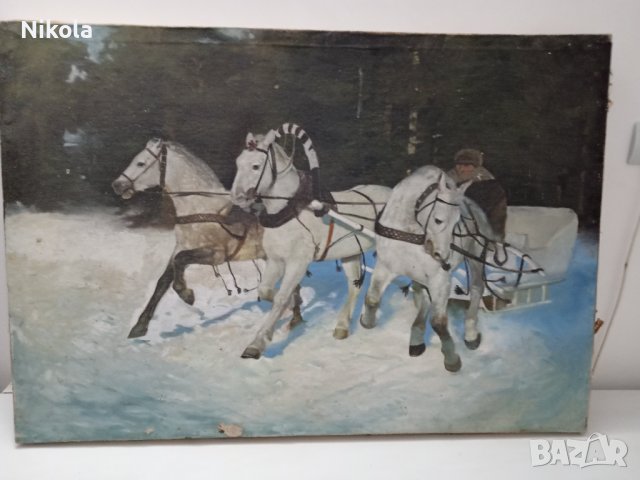 Картина руска тройка, снимка 2 - Картини - 37612717