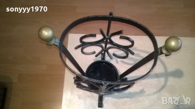 ПОСТАВКА ЗА ЧАДЪРИ ОТ КОВАНО ЖЕЛЯЗО И МЕСИНГ-50Х35СМ, снимка 6 - Колекции - 27400829