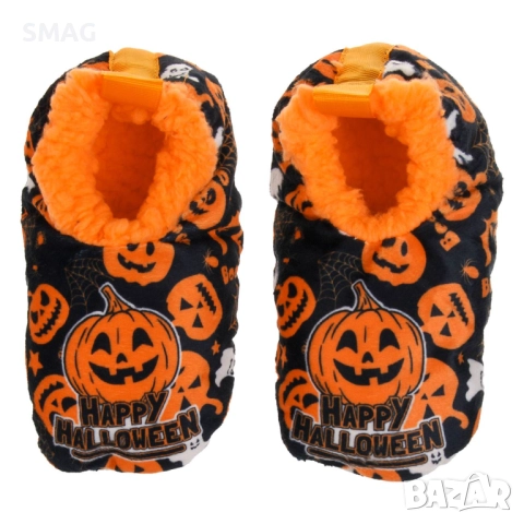 Halloween / Хелоуин пантофи тип балерина, черни с тикви и призрачета_1242039, снимка 2 - Други - 52117998