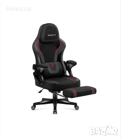 Продавам Геймърски Стол Huzaro Force 4.6 Carbon, Плат, Облегалка За Крака, Накланяне, Черен, снимка 2 - Геймърски - 53421079