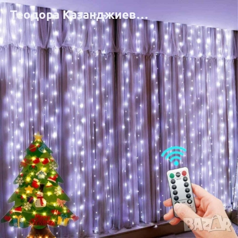 Коледни лампички с 300Led лампи 3 метра на 3 метра ,коледна завеса с дистанционно. , снимка 8 - Декорация за дома - 52240267