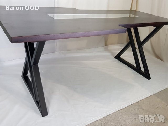 Конферентна маса от масивно дърво Ясен и вградено стъкло Луксор, снимка 4 - Маси - 33135879