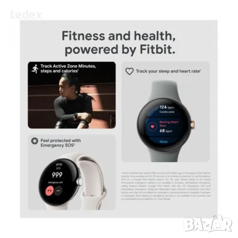 Google Pixel Watch, WiFi, NFC, Bluetooth, GPS, (with FitBit), снимка 7 - Смарт часовници - 48643137