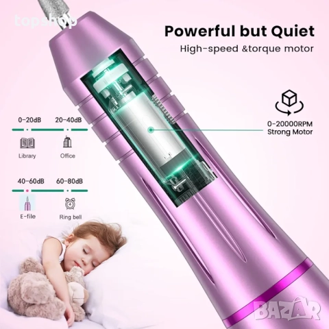 Нова електрическа пила за нокти, бормашина за акрилни нокти, гел, професионална електрическа ..., снимка 3 - Други инструменти - 52710373