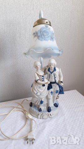 Старинна порцеланова лампа, викторианска двойка, снимка 5 - Други ценни предмети - 43602973
