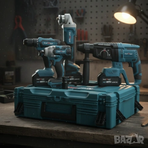 Комплект 4 в 1 - акумулаторен перфоратор, винтоверт, гайковерт и ъглошлайф 36V, снимка 2 - Други инструменти - 53363820