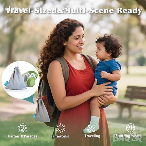 Бебешки наушници Bella's Friends за защита от шум - Удобни и регулируеми, 3-48 месеца, зелени, снимка 6 - Други - 50964467