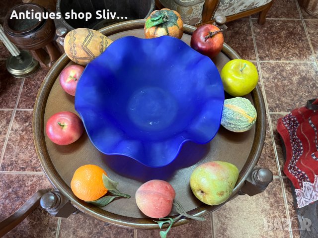 Арт стъклена фруктиера с плодове №1074, снимка 3 - Антикварни и старинни предмети - 34671298