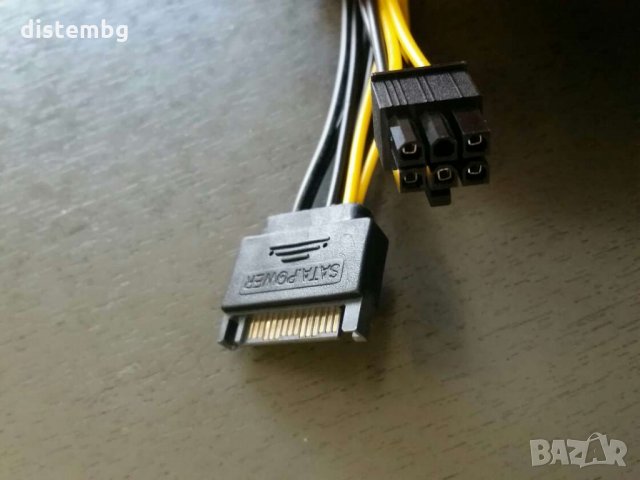 SATA захранващ кабел 15-пинов мъжки към 6P-H (PCI Express)