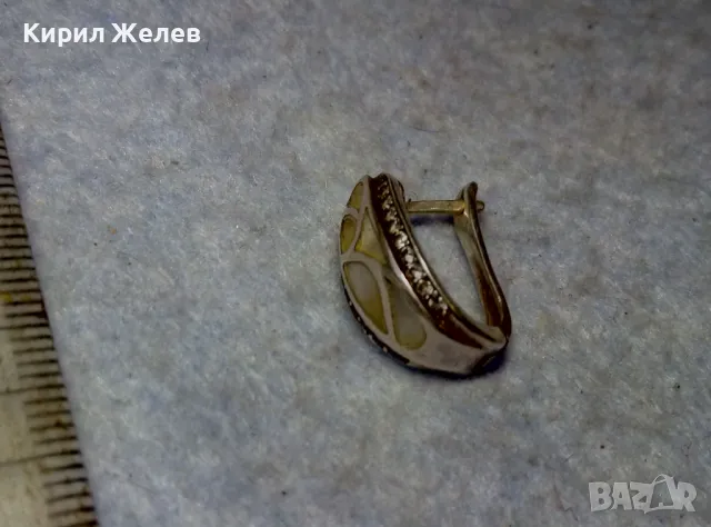 ВИНТИДЖ АРТ АНГЛИЙСКА СЕДЕФЕНА СРЕБЪРНА ОБЕЦА СРЕБРО 925 с ЦИРКОНИ МАЙСТОРСКА ЮВЕЛИРНА РАБОТА 49724, снимка 7 - Обеци - 49757285