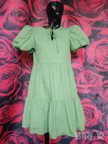 Sinsay ярко зелена къса разкроена рокля М, снимка 5 - Рокли - 51228967