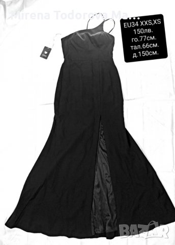 Абитуриентски рокли от креп колон с едно рамо с дължина до пода и с разцепена предна част.EU 34 XXS,, снимка 4 - Рокли - 36683733