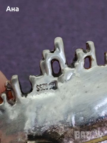 Красива сребърна брошка със седеф Буква ПП, снимка 2 - Други - 43937874