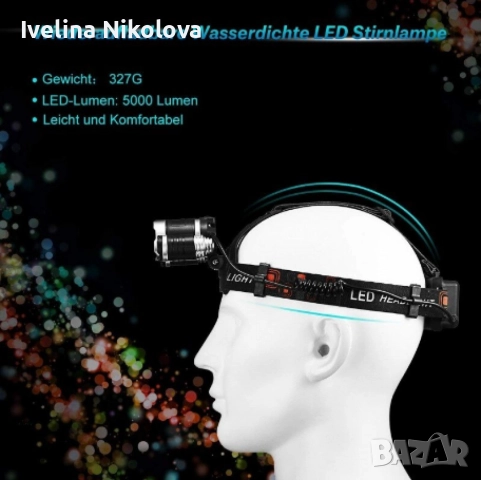 USB LED челник 5000 Lm, Осветителна площ 400 м, Регулируем, снимка 4 - Други - 51625923