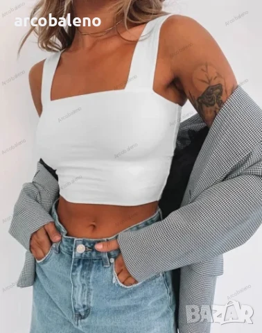 Дамски ежедневен топ с квадратно деколте и отворен пъп, 3цвята, снимка 8 - Корсети, бюстиета, топове - 40243855