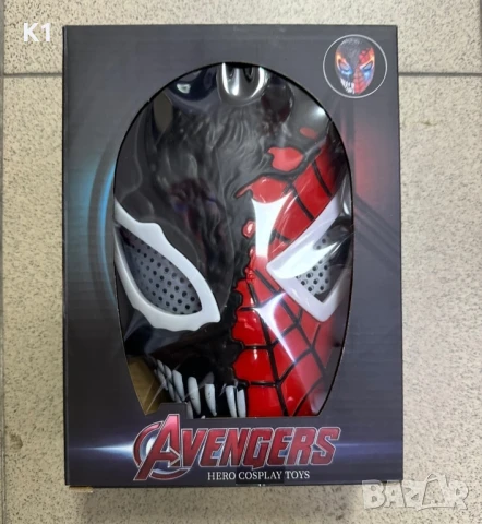 3D Светеща маска на Спайдърмен със звук и премигване, Spiderman