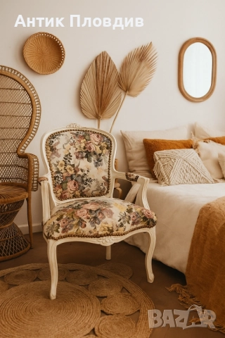 	 Бяло кресло "Английски рози", снимка 2 - Дивани и мека мебел - 12853041