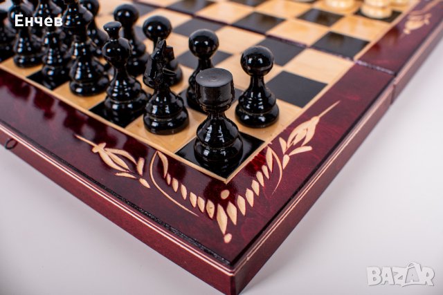 Дървен шах с табла + дървени фигури и пулове, 5 размера, 3 цвята, снимка 6 - Шах и табла - 28401775