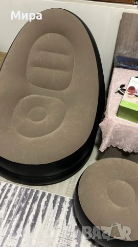 Преносимо надуваемо кресло и табуретка предназначена за почивка и релакс/ Цвят: черен + кафяв , снимка 6 - Други стоки за дома - 47724352